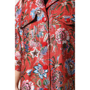 Dolce & Gabbana Jachetă tip palton, roșie, cu nasturi, din jacquard floral