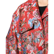 Dolce & Gabbana Jachetă tip palton, roșie, cu nasturi, din jacquard floral
