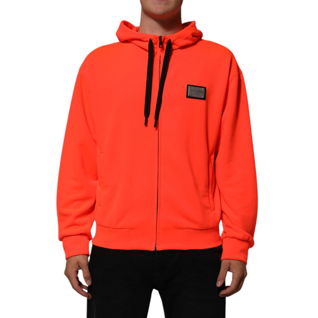 Dolce & Gabbana Hanorac cu Glugă și Logo Fluorescent Roșu