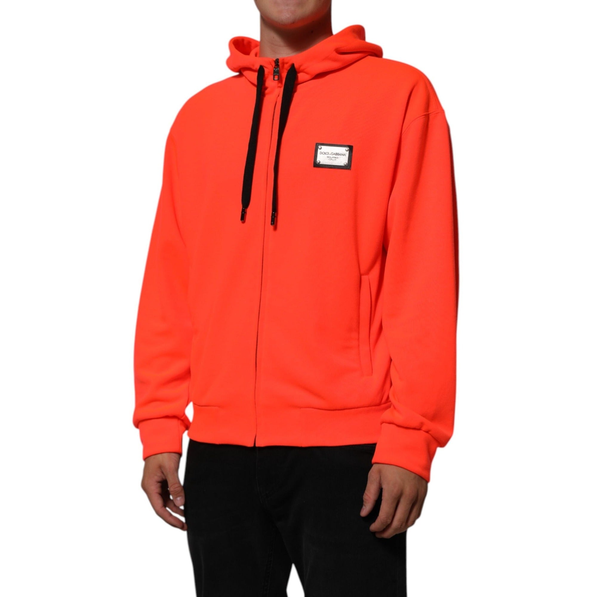 Dolce & Gabbana Hanorac cu Glugă și Logo Fluorescent Roșu