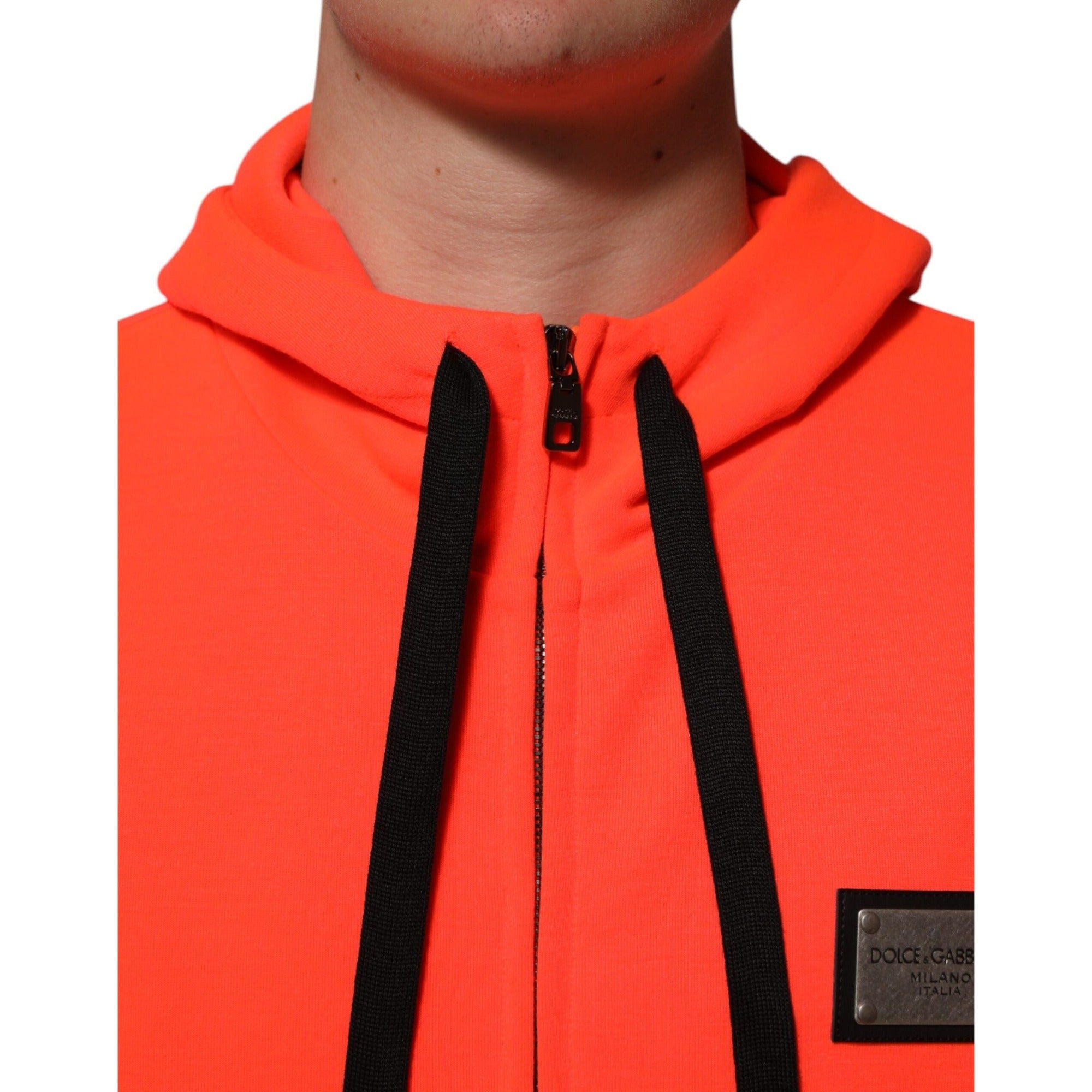 Dolce & Gabbana Hanorac cu Glugă și Logo Fluorescent Roșu