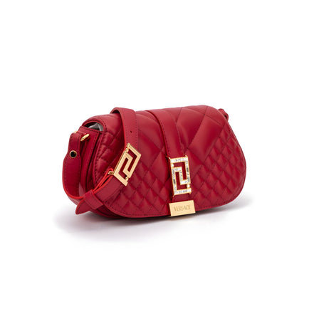 Geantă Versace din Piele Roșie Matlasată cu Curea de Umăr