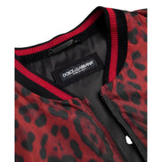 Dolce & Gabbana Red Leopard Short Coat Bomber Jacket