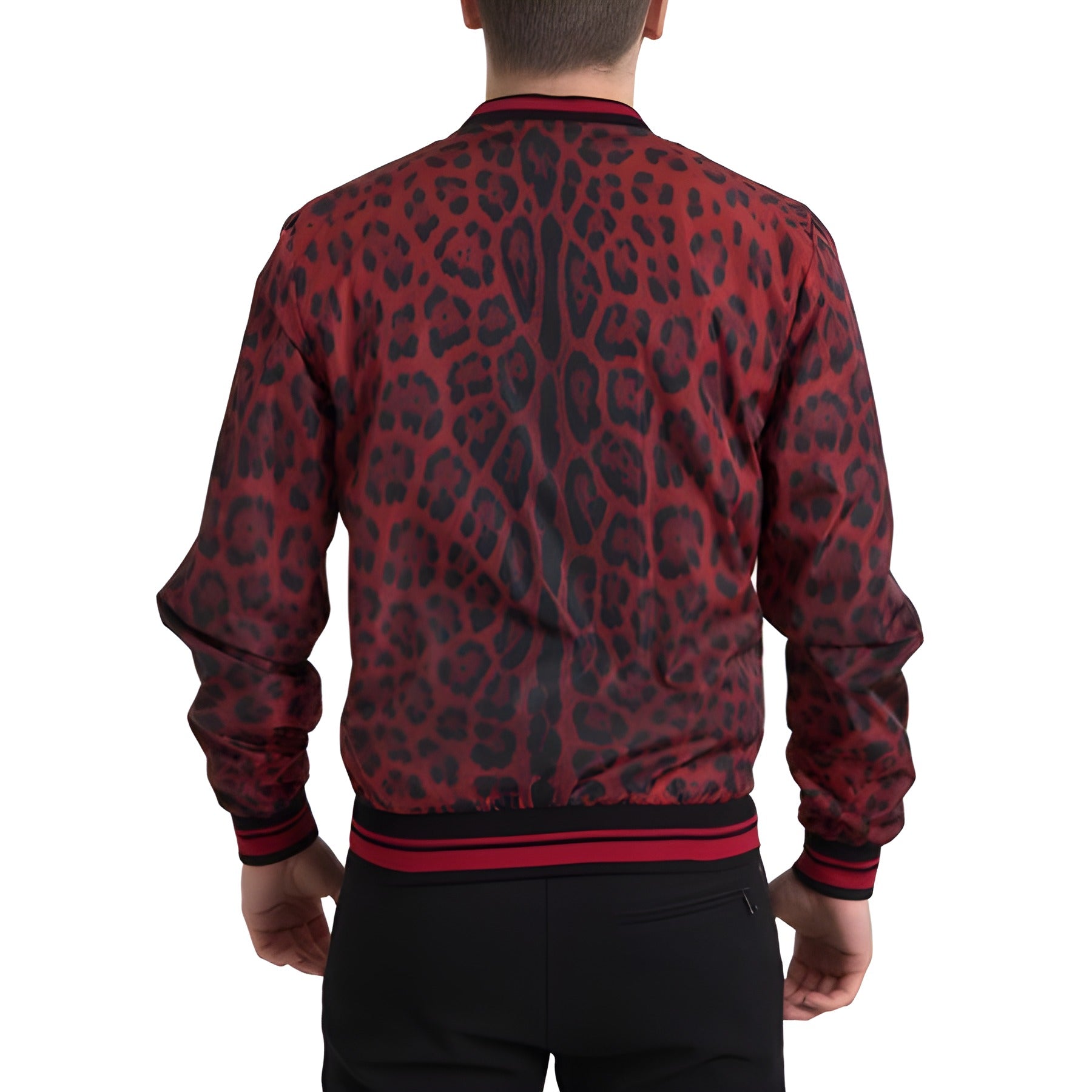 Dolce & Gabbana Red Leopard Short Coat Bomber Jacket