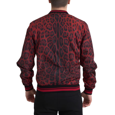 Dolce & Gabbana Red Leopard Short Coat Bomber Jacket