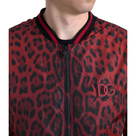 Dolce & Gabbana Red Leopard Short Coat Bomber Jacket