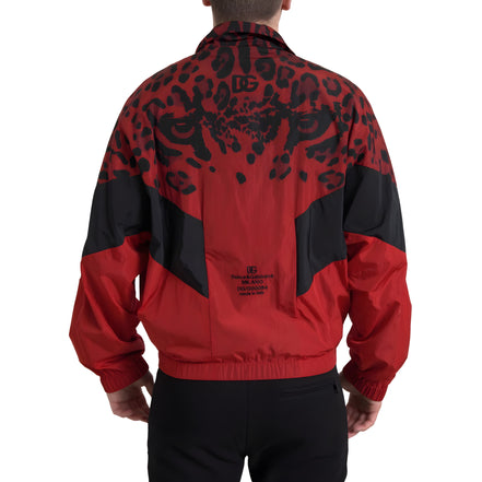 Dolce & Gabbana Red Leopard Full Zip Sweater