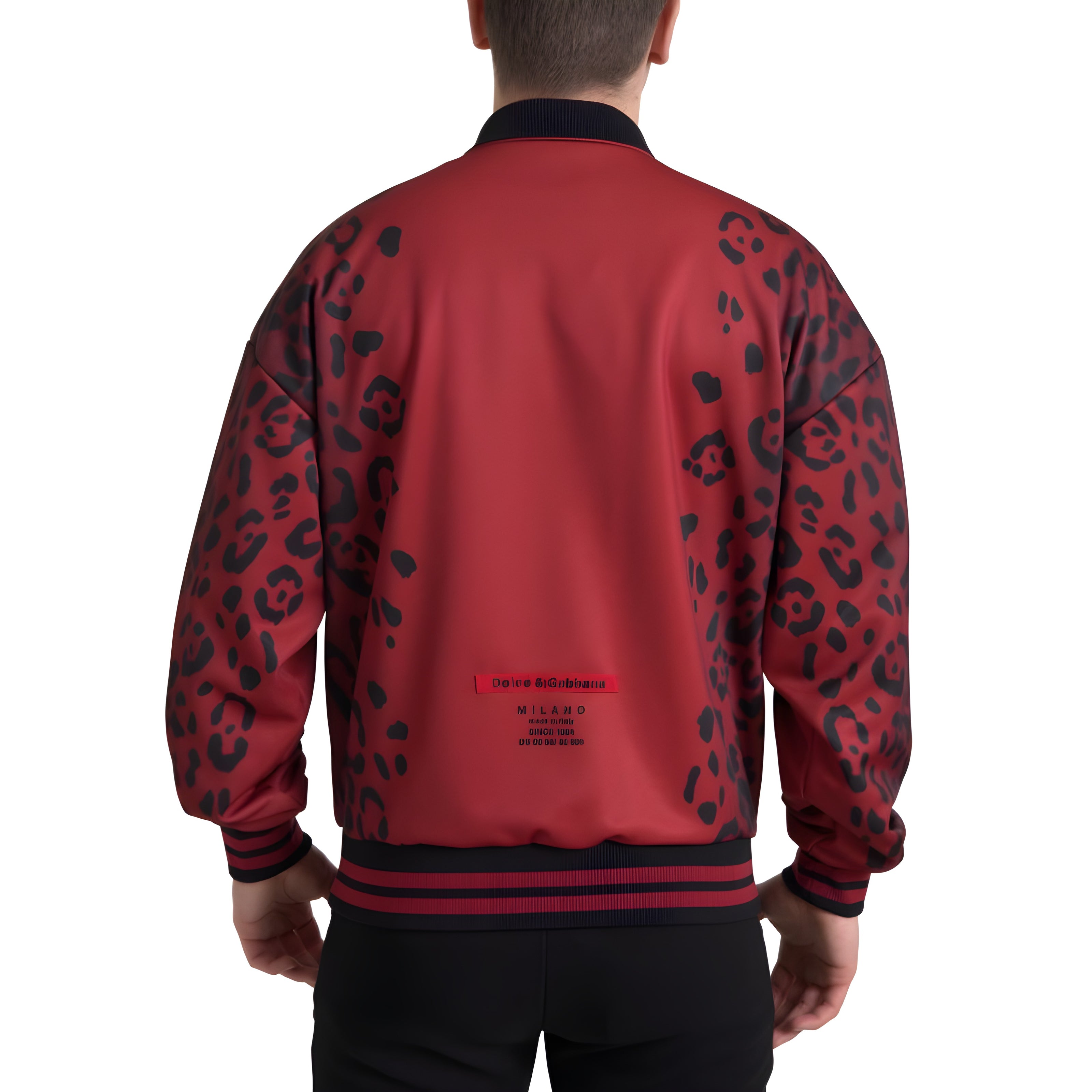 Dolce & Gabbana Red Leopard Full Zip Bomber Jacket