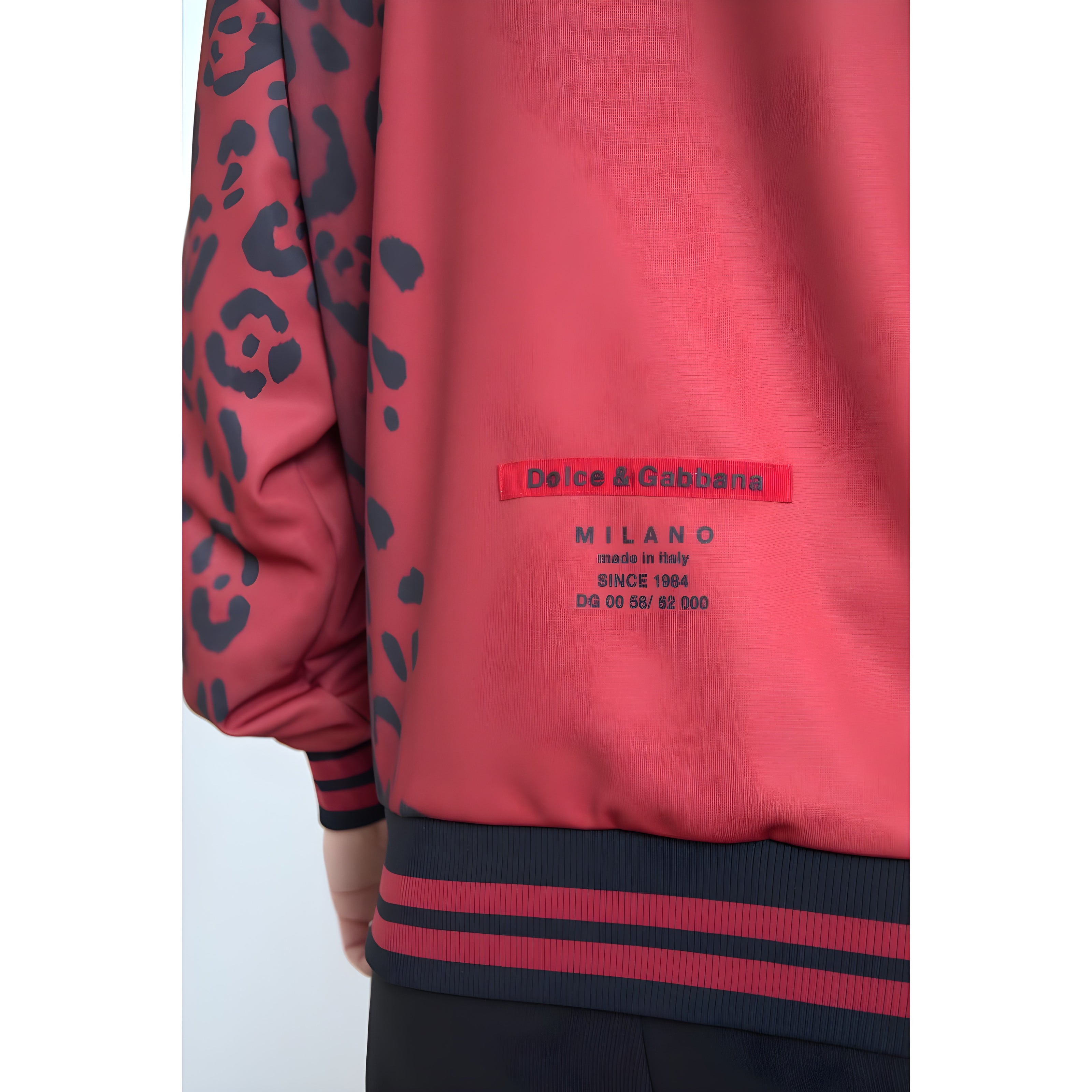 Dolce & Gabbana Red Leopard Full Zip Bomber Jacket