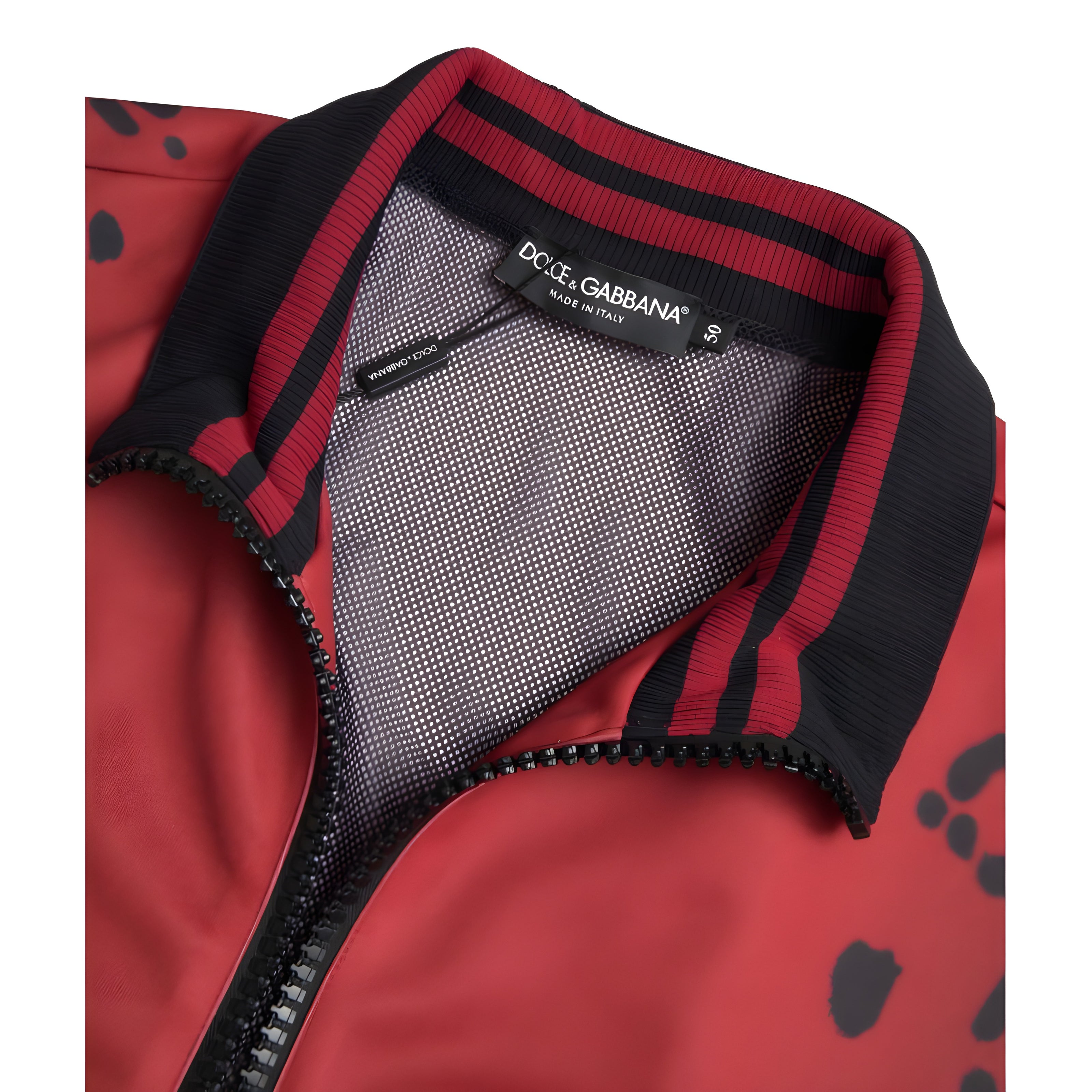 Dolce & Gabbana Red Leopard Full Zip Bomber Jacket