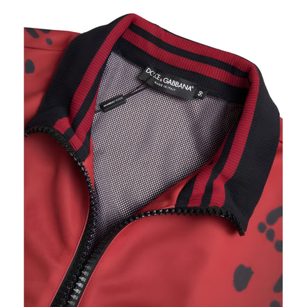Dolce & Gabbana Red Leopard Full Zip Bomber Jacket