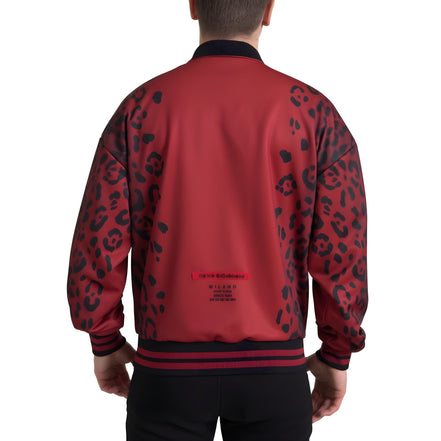 Geacă Bomber Dolce & Gabbana Roșu Leopard cu fermoar integral