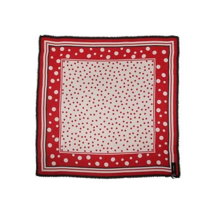 Eșarfă pătrată tip eșarfa Dolce & Gabbana cu imprimeu buline roșii 130cm x 130cm