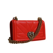 Geantă tip poșetă cu husă pentru telefon Dolce & Gabbana Red Quilted Devotion Crossbody Chain