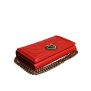 Geantă tip poșetă cu husă pentru telefon Dolce & Gabbana Red Quilted Devotion Crossbody Chain