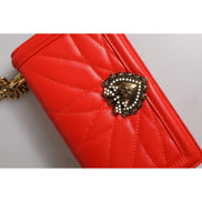Geantă tip poșetă cu husă pentru telefon Dolce & Gabbana Red Quilted Devotion Crossbody Chain