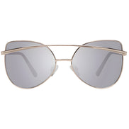 Cat-eye sunglasses with gold metal frame and mirrored lenses, modern fashion accessory