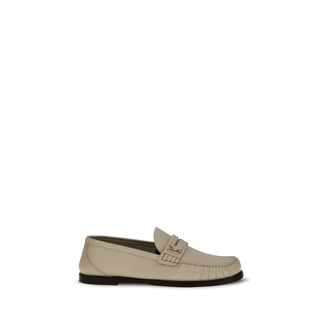Mocasini slip-on Saint Laurent bej din piele