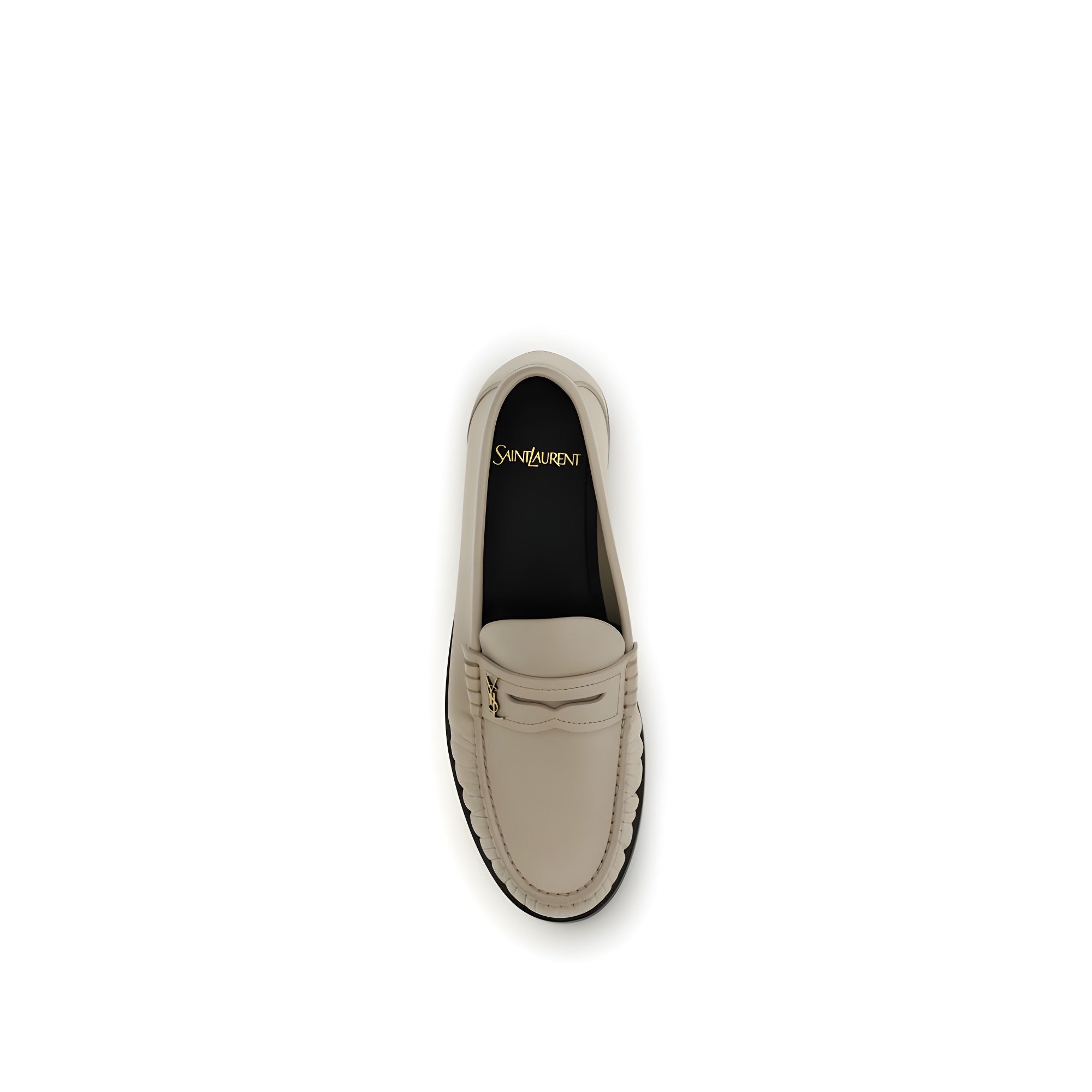 Mocasini slip-on Saint Laurent bej din piele