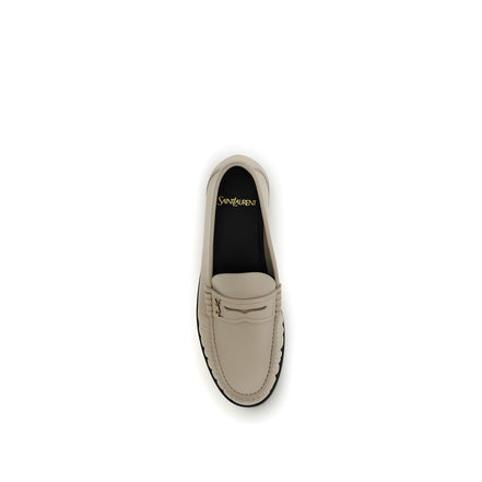 Mocasini slip-on Saint Laurent bej din piele