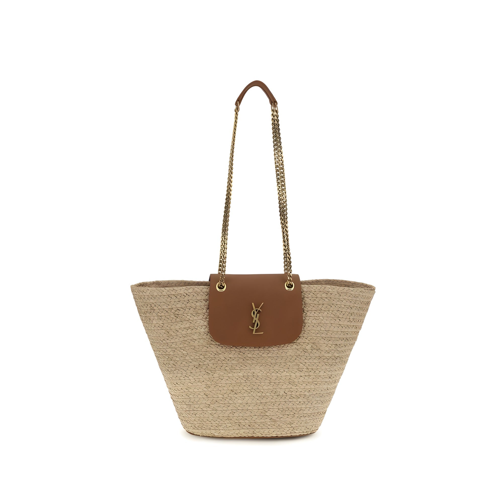 Geantă tote Saint Laurent bej din rafie