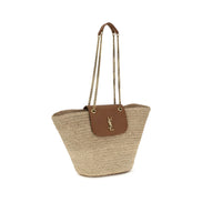 Geantă tote Saint Laurent bej din rafie