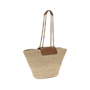 Geantă tote Saint Laurent bej din rafie