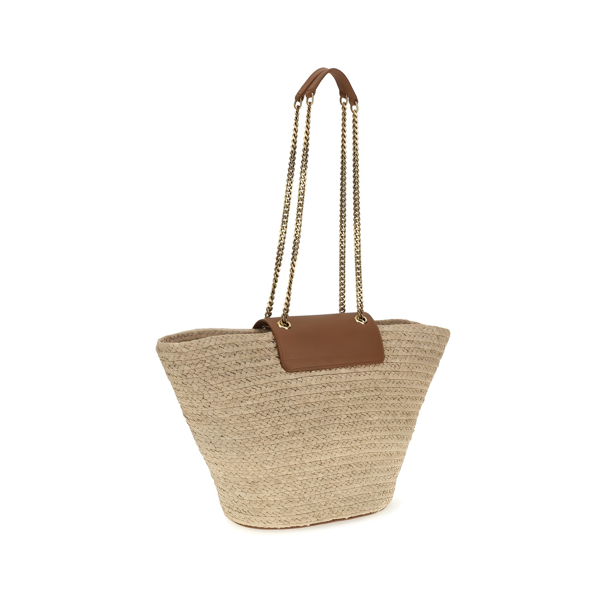 Geantă tote Saint Laurent bej din rafie