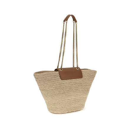 Geantă tote Saint Laurent bej din rafie