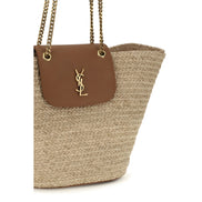 Geantă tote Saint Laurent bej din rafie