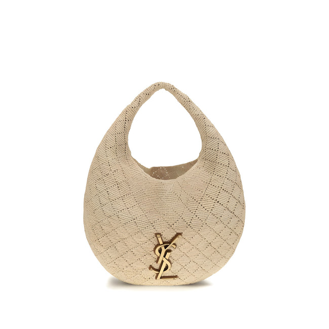 Saint Laurent Beige Raffia Shoulder Bag