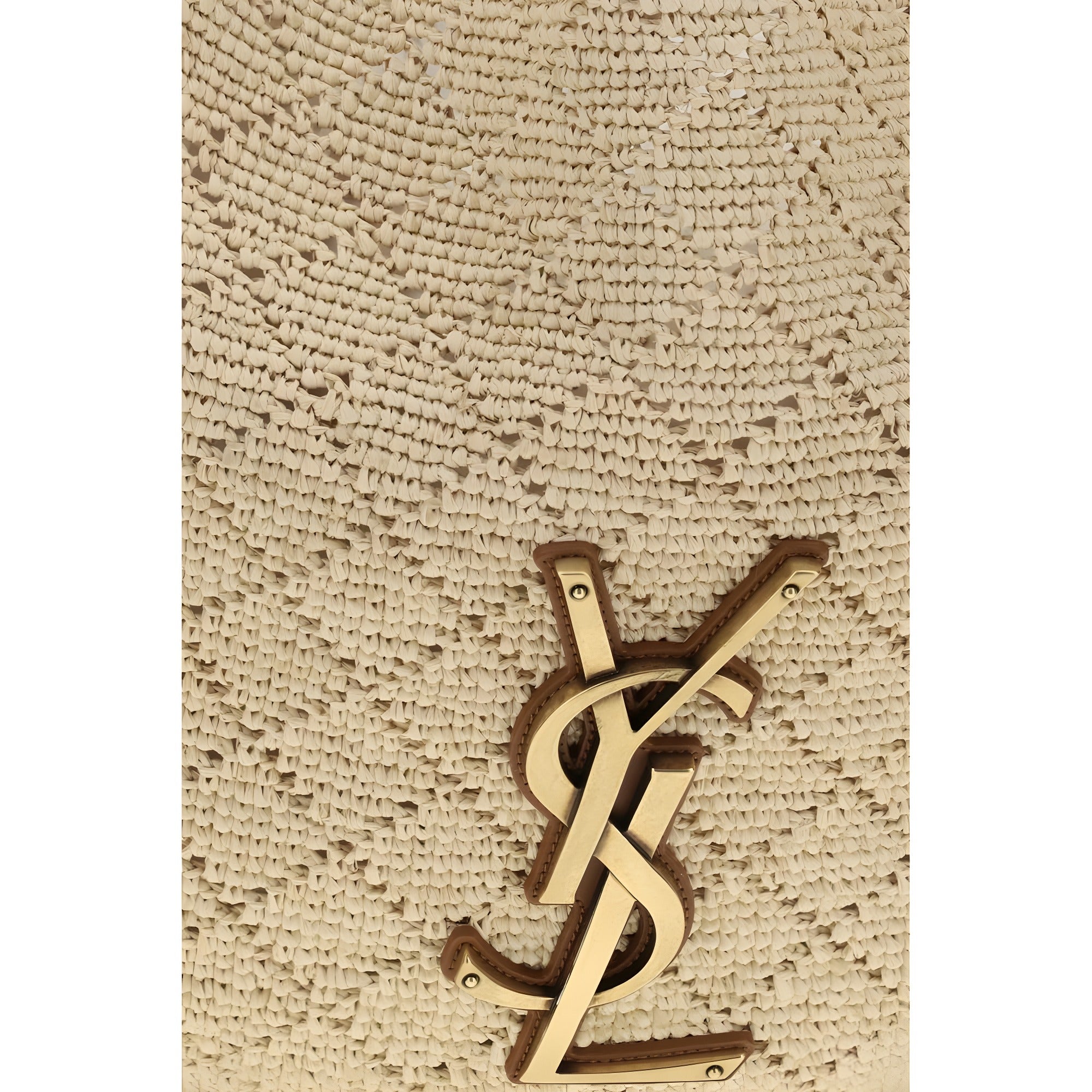 Saint Laurent Beige Raffia Shoulder Bag