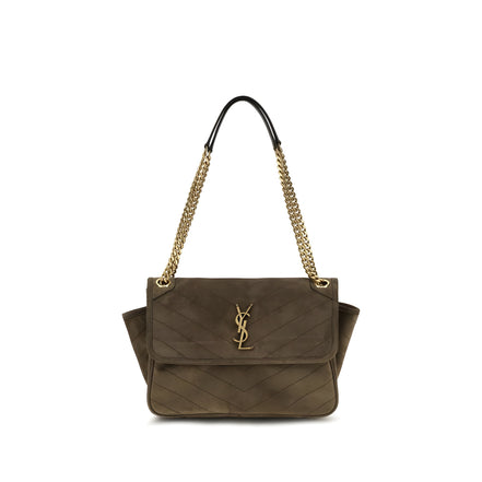 Saint Laurent Geantă de Umăr Bicoloră din Piele Întoarsă