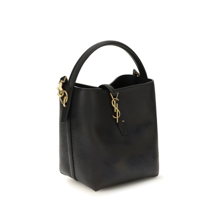 Geantă bucket Saint Laurent neagră din piele Le 37