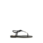 Sandale plate Saint Laurent negre din piele