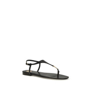 Sandale plate Saint Laurent negre din piele
