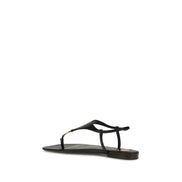 Sandale plate Saint Laurent negre din piele