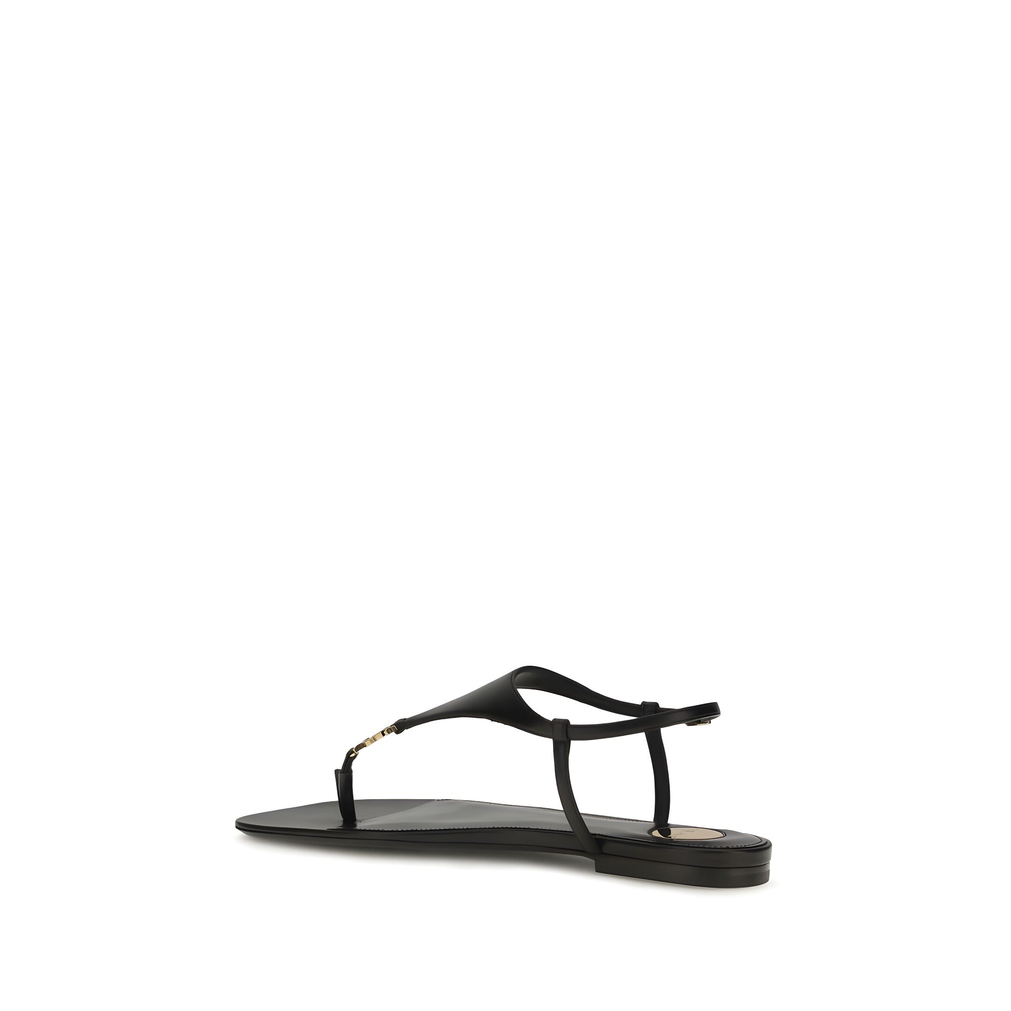 Sandale plate Saint Laurent negre din piele