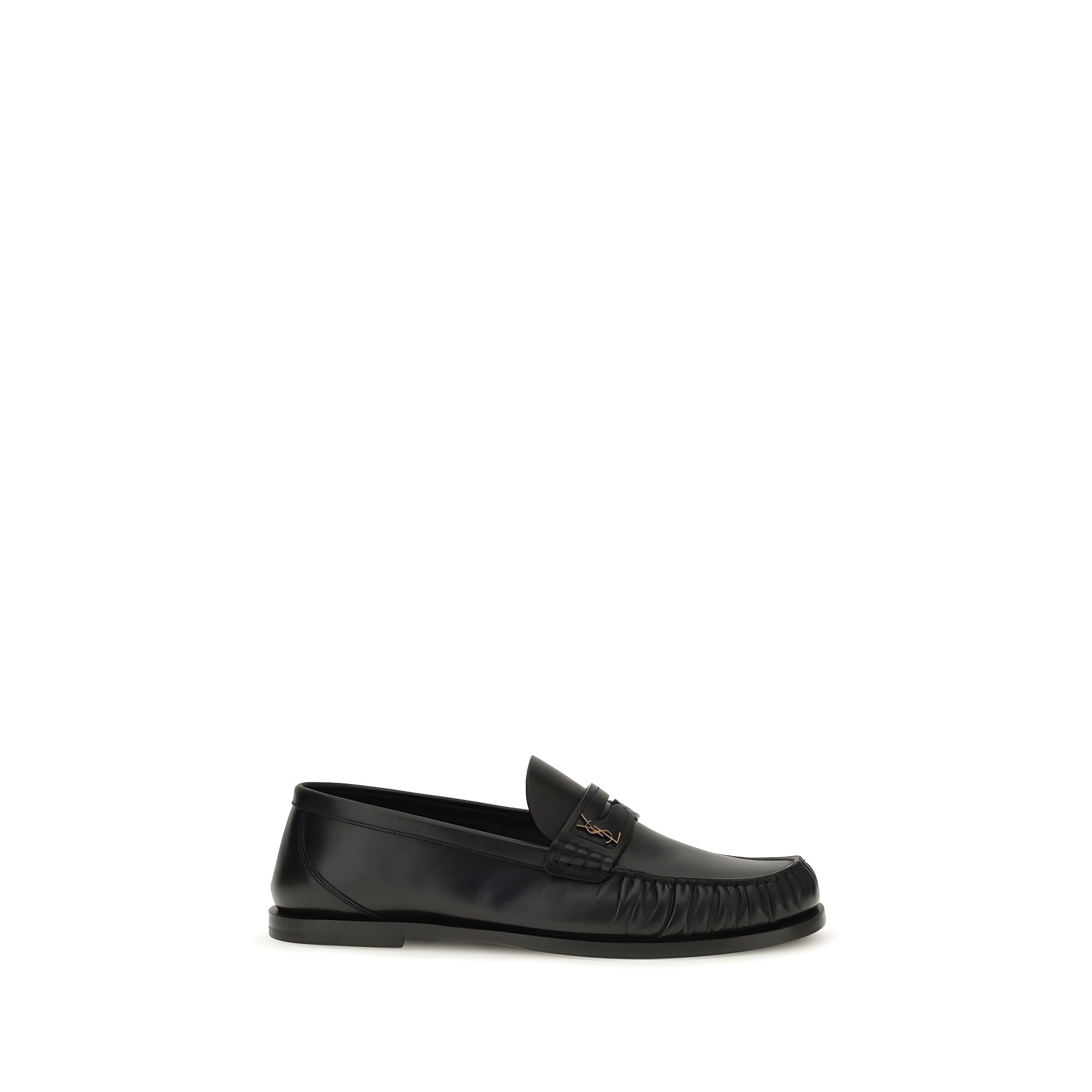 Saint Laurent Black Calf Leather Bos Taurus Slip-On Loafers