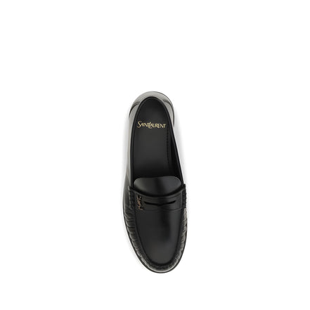 Saint Laurent Black Calf Leather Bos Taurus Slip-On Loafers