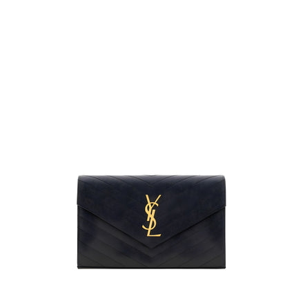 Geantă de umăr Saint Laurent neagră din piele monogram