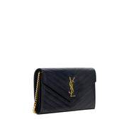 Geantă de umăr Saint Laurent neagră din piele monogram