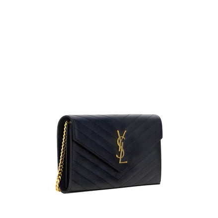 Geantă de umăr Saint Laurent neagră din piele monogram