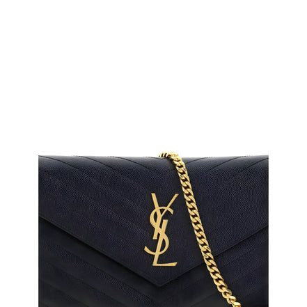 Geantă de umăr Saint Laurent neagră din piele monogram