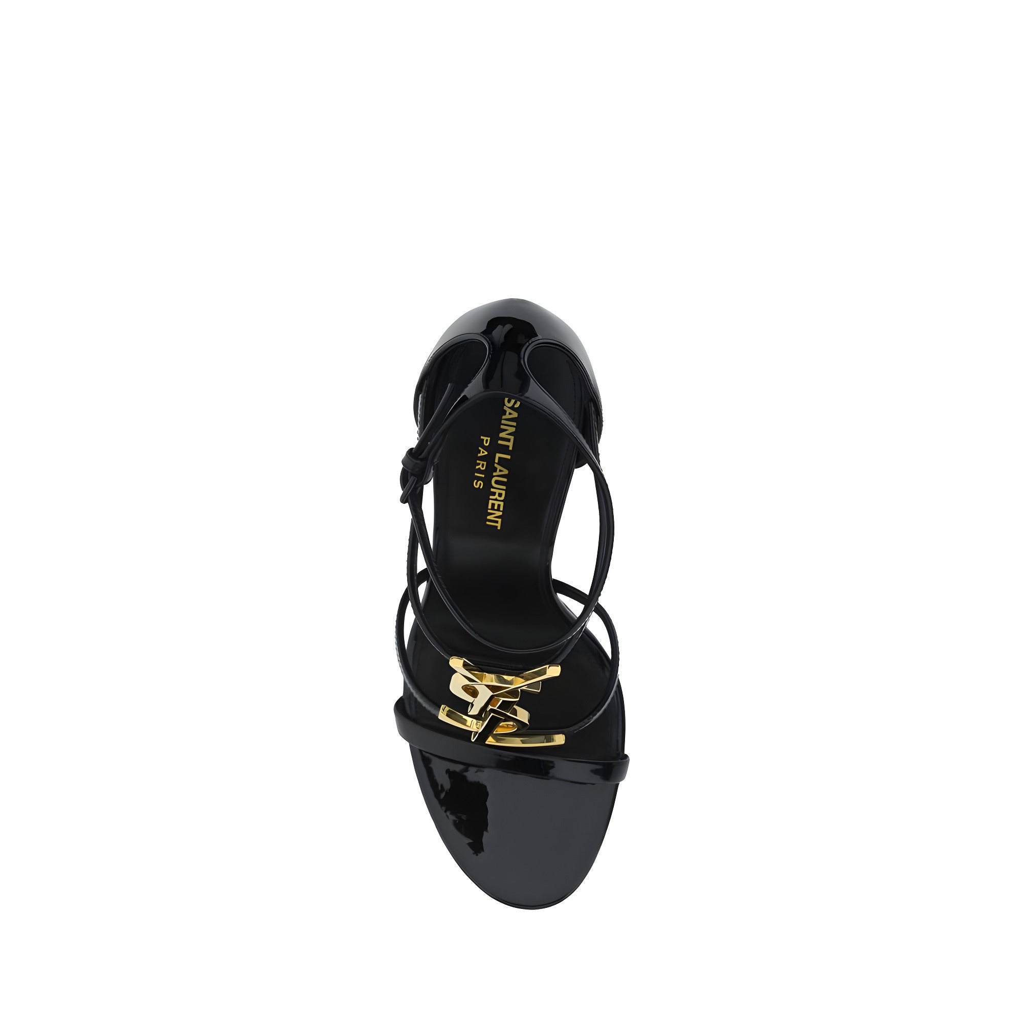 Saint Laurent Black Calf Leather Stiletto Heel Sandals