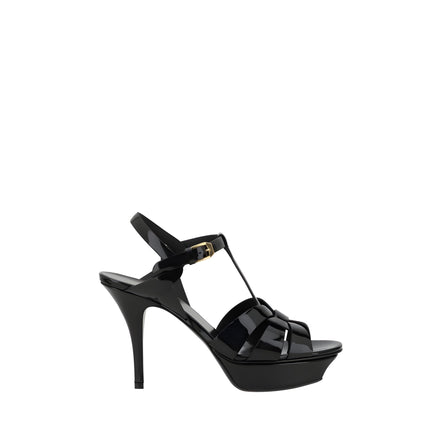 Sandale Saint Laurent negre din piele de vițel cu toc stiletto