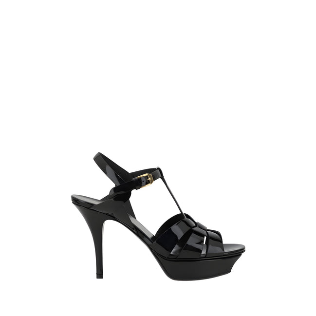 Sandale Saint Laurent negre din piele de vițel cu toc stiletto