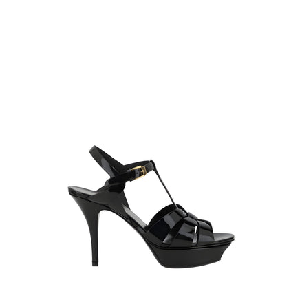 Sandale Saint Laurent negre din piele de vițel cu toc stiletto
