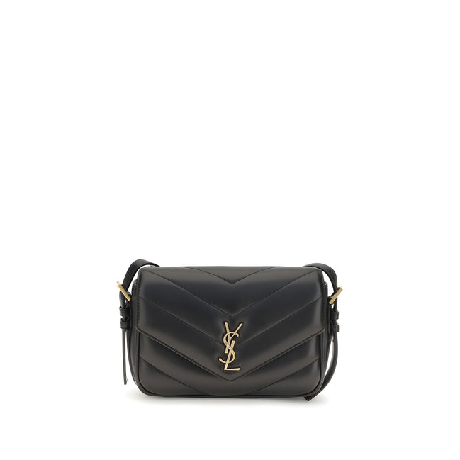 Saint Laurent Black Lambskin Shoulder Bag