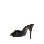 Saint Laurent Black Lambskin Stiletto Heel Sandals